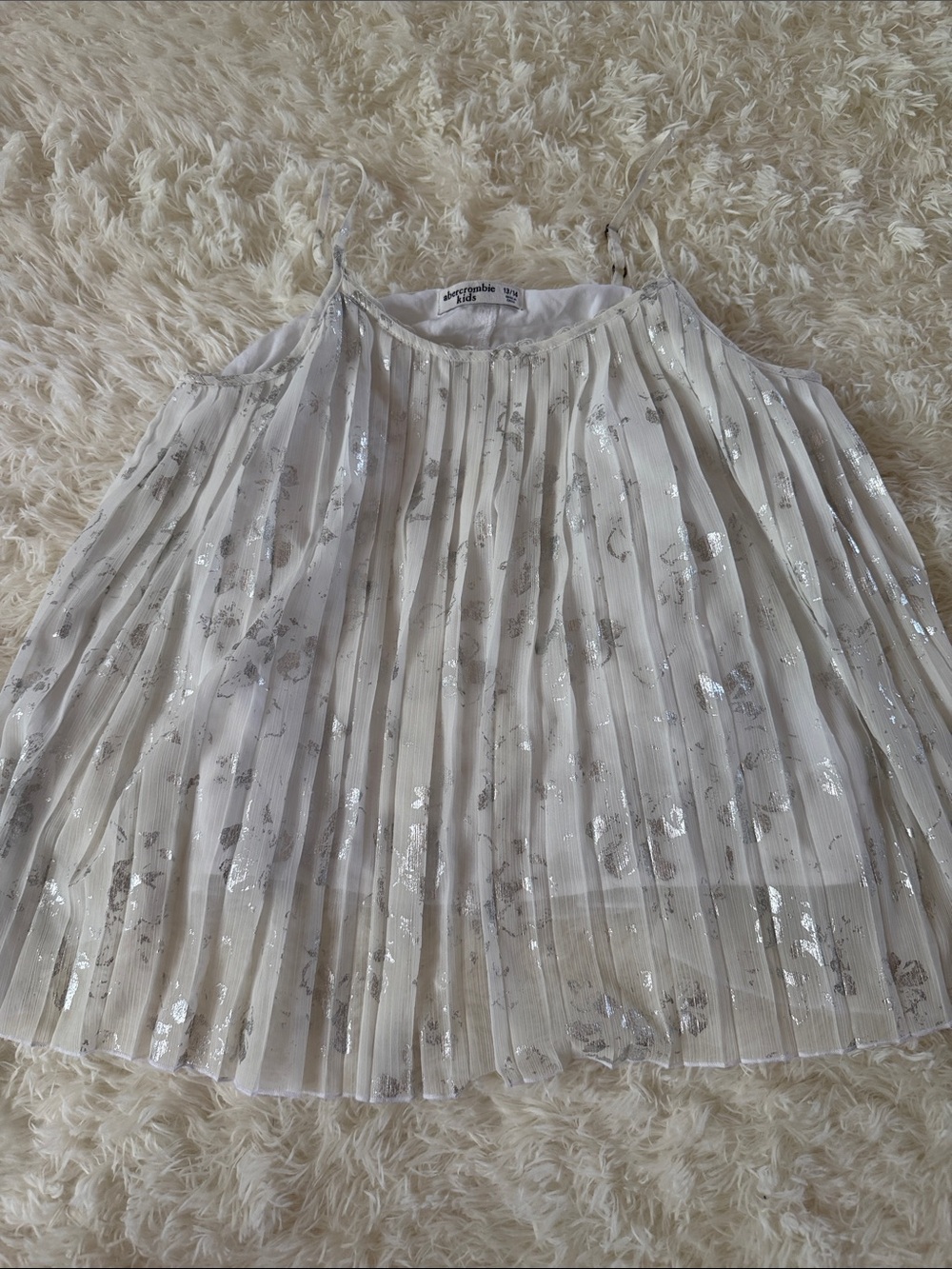 Abercrombie & Fitch White Skirt with Silver Foil Floral Detail